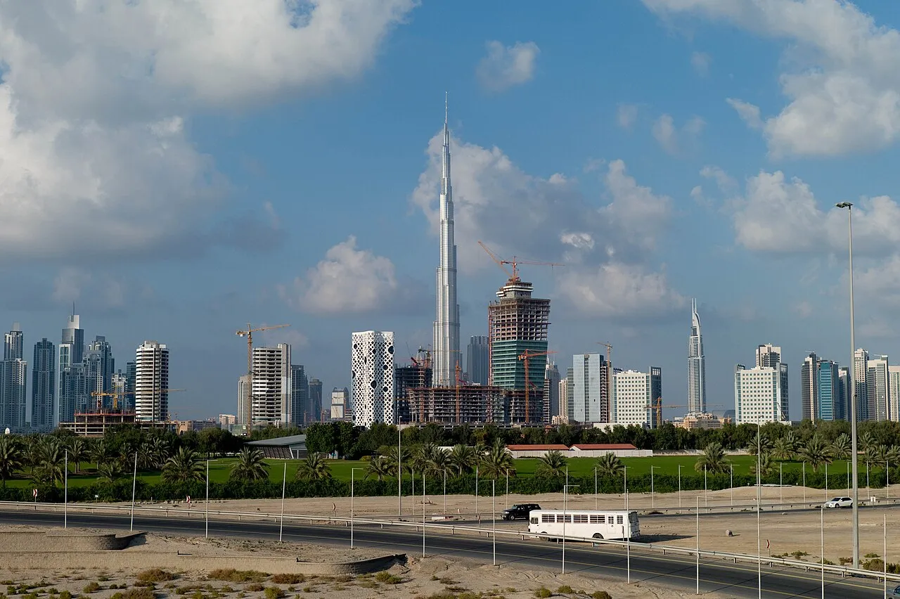 The Burj Khalifa rising above the Dubai skyline