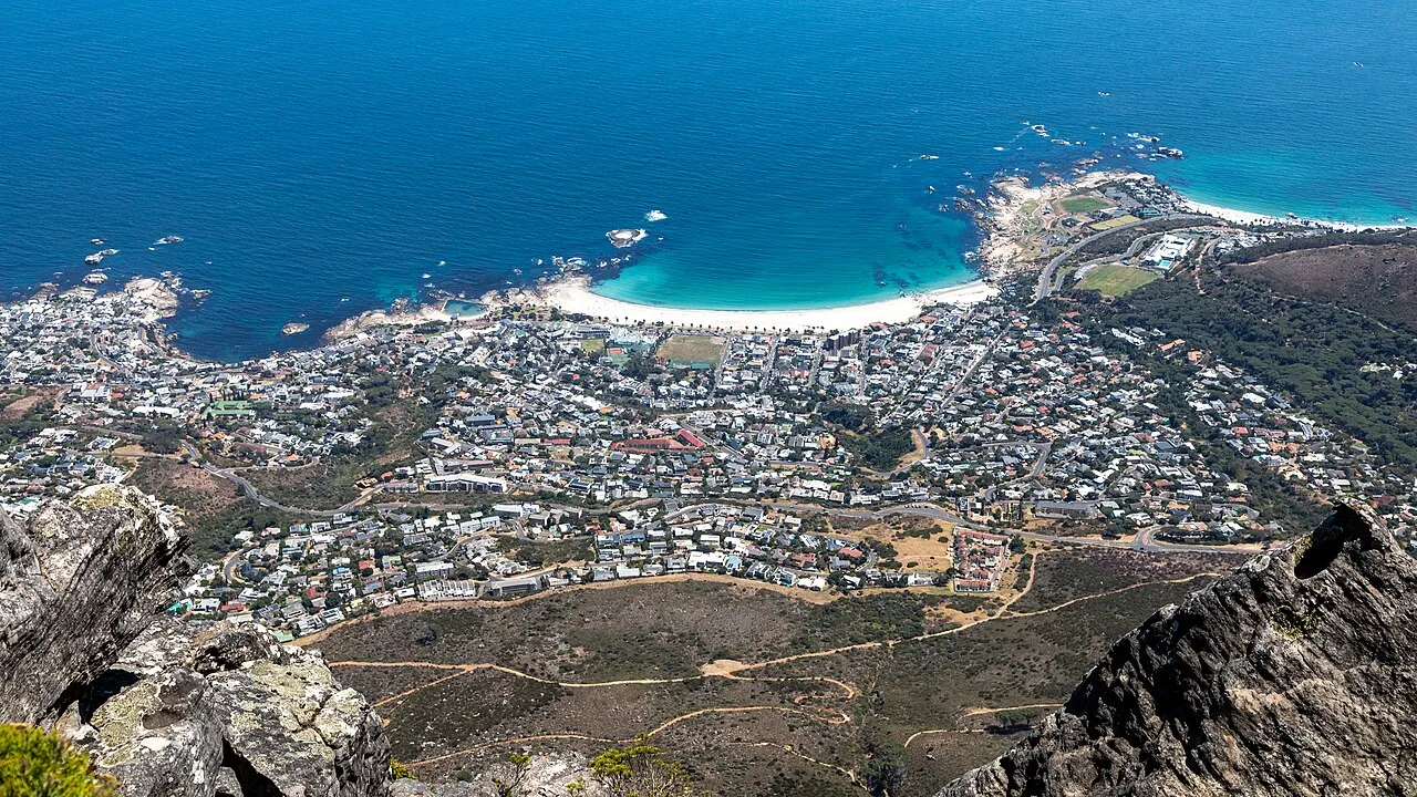 Camps Bay beach and town seen from Table Mountain