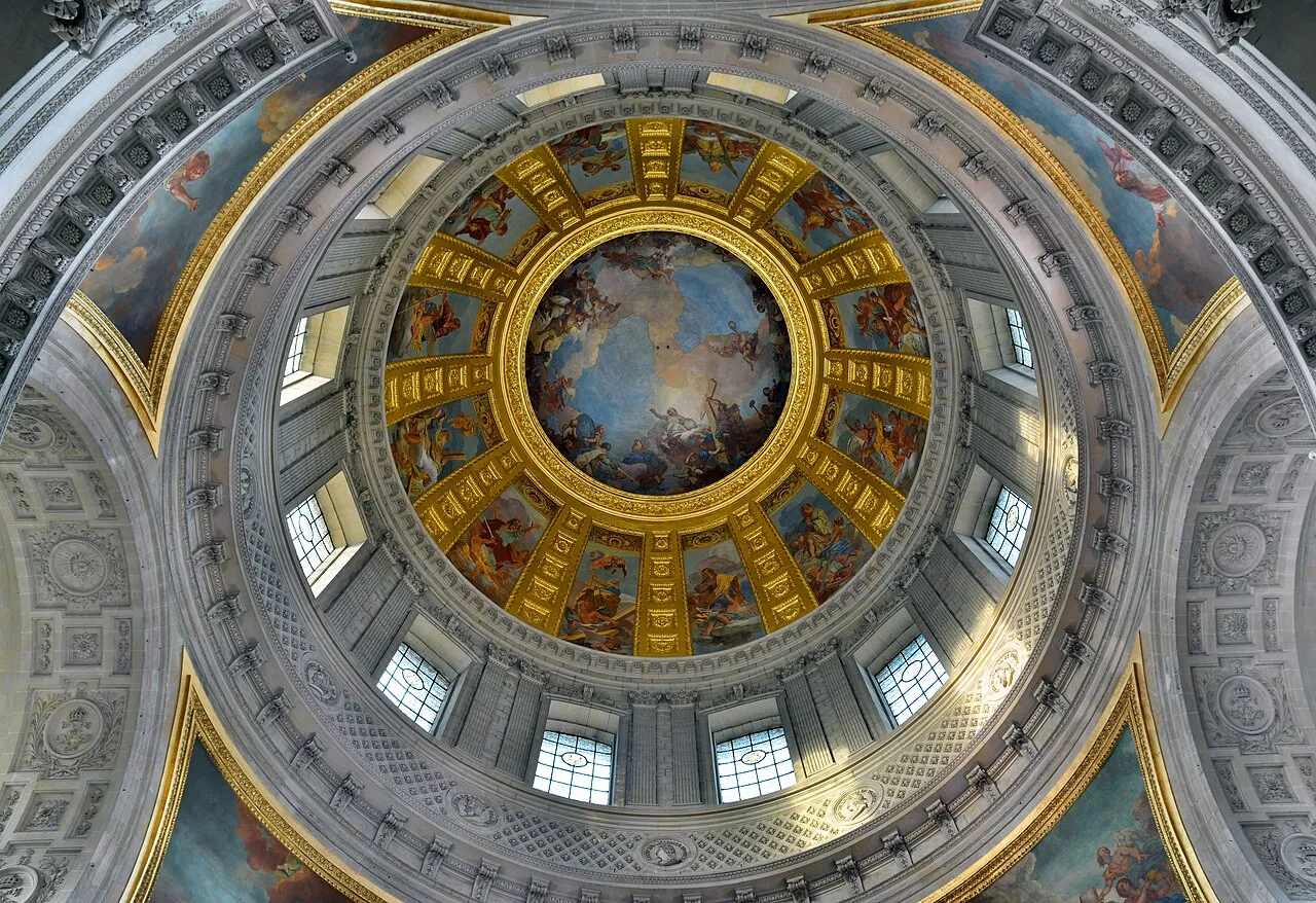 Painted ceiling inside the dome of Les Invalides
