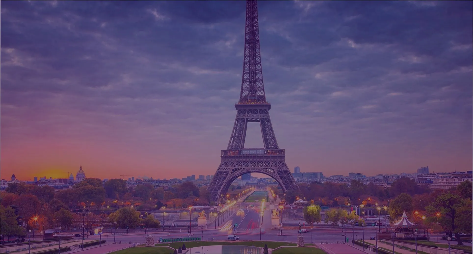 The Eiffel Tower at dusk